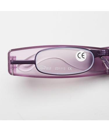Vevesmundo Foldable Reading Glasses - Compact Anti-Blue Light Glasses for Men & Women - Purple 2.0X - Portable & Stylish - Buy Online on GoSupps.com