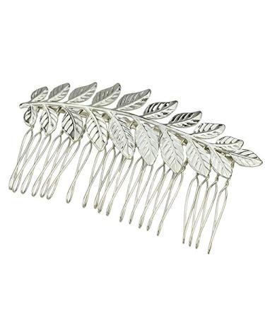Frcolor Women's Chic Silver Leaf Hair Comb Hair Clip Vintage Hair Accessories