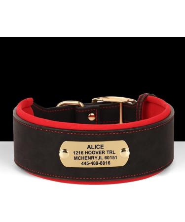 Personalized PU Leather Dog Collar for Large Dogs | 5cm Wide Padded Engraved for Rottweilers | Fits Neck 48-58cm - XL Black - Buy Online on GoSupps.com