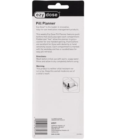 Ezy Dose Push Button Weekly Pill Organizer - Arthritis Friendly 7-Day Planner (Pack of 6) - Medium Color May Vary - International Shipping Available - Buy Online on GoSupps.com
