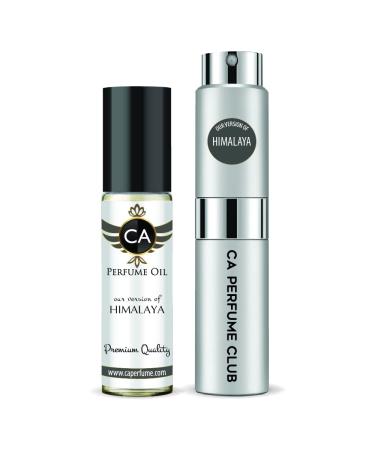 CA Perfume Duo Impression of Himalaya For Men Eau de Parfum Refillable Atomizer Sprayer + Fragrance Body Oil Long Lasting Sample Travel Size Roll-On Bottle 0.27 Fl Oz+0.33 Fl Oz