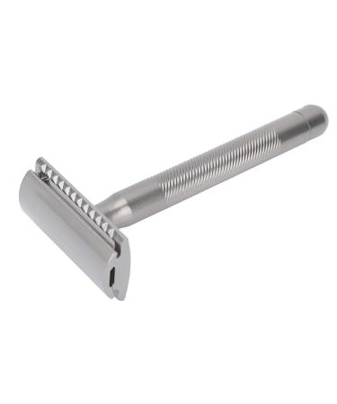 Safety Razor Portable Men's Razor Zinc Alloy Double Edge Razor with Brass Handle Gift for Men(Silver)