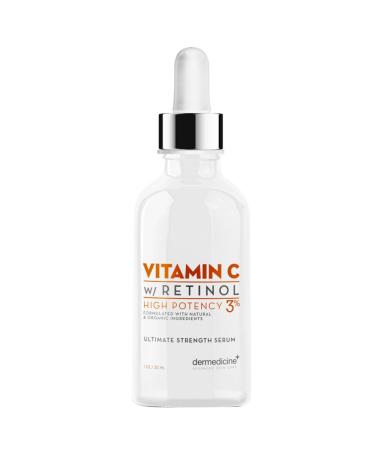 Vitamin C High Potency 3% Retinol Blend | Anti-Aging Serum for Face | Professional Grade Quality | Helps Reduce Appearance of Fine Lines & Wrinkles Brightens and Improves Appearance of Skin Tone