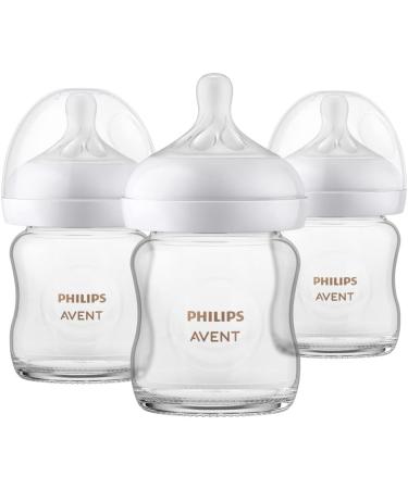 Philips Avent Glass Natural Baby Bottle With Natural Response Nipple 4oz 3 pack SCY910/03 Clear 3 count (Pack of 1) 1-count (Pack of 3) - Buy Online on GoSupps.com