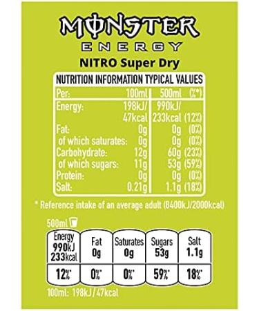  Monster Monster Nitro Super Dry Energy Drink 500 ml (Pack of 12) - Buy Online on GoSupps.com