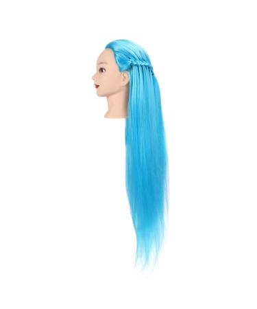 Shop-hand puppet practical hairdressing training head with a good hand feeling durable with high-temperature fiber for hairdressing training (sky blue)