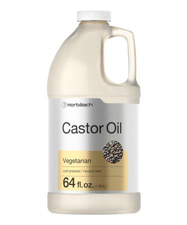 Castor Oil 64oz | for Hair Health  Eyelashes & Eyebrows | Hexane Free & Cold Pressed | Vegetarian  Non-GMO | By Horbaach
