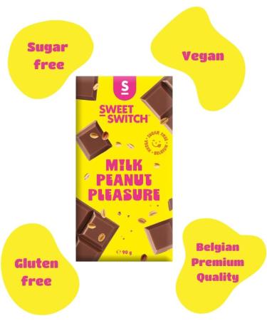  Sweet Switch SWEET-SWITCH - M!lk Peanut Pleasure 12 x 90g - Sans sucre - Sans gluten - Vegan - Buy Online on GoSupps.com