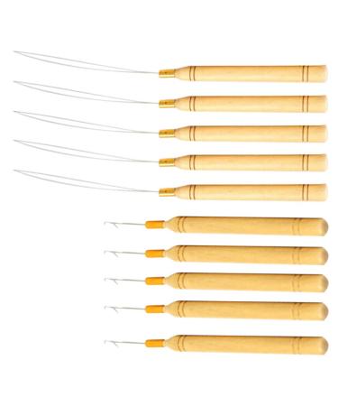 Minkissy 10-Piece Hair Extension Hook Pull Needle Set for Dreadlocks & Wigs - Wooden Handle for Micro DOLL Hairstyles - International Shipping Available - Buy Online on GoSupps.com