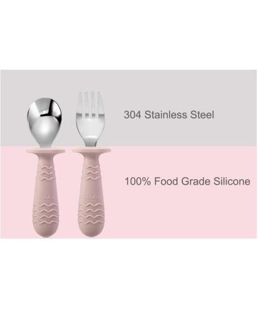 Pandaear 4-Piece Baby Cutlery Set | Stainless Steel Spoon & Fork for Kids | Anti-Choke Design BPA Free | Ideal for 1 Year+ | Pink & Gray Tableware - Buy Online on GoSupps.com