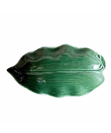 Fruit Bowl Salad Bowl Plate Ceramic Creative Personality Green Leaf Retro Plate Cold Plate Fruit Plate Home Plate Round Plate Fruit Bowl for Kitchen Counter (Color : A) (A)