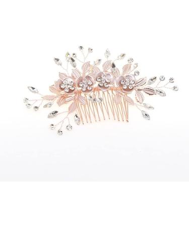 CENPEK Wedding Hairpin For Women Rose Gold Rhinestone Wedding Hairpin Handmade Floral Rhinestone Headpiece For The Bride Bridesmaid Hairpin - Buy Online on GoSupps.com