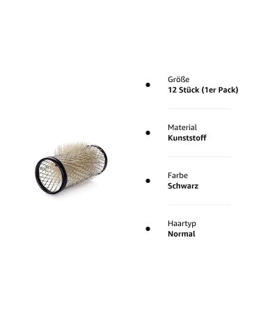 Poniks Professional 28mm Metal Curlers - 12-Piece Wire Curler Set with Bristles for Perfect Curls - Black Hair Curlers - Buy Online on GoSupps.com