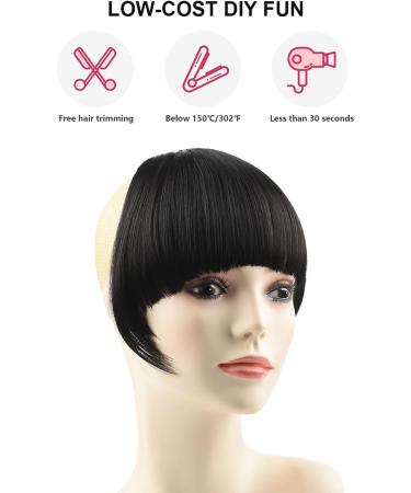 BUYOGET Clip in Fringe Hair Extension Natural Natural Black Straight Fake fringe Clip on Bangs Hair Clip for Women Girls Natural Black #1B - Buy Online on GoSupps.com