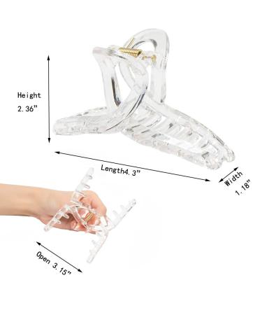Kitiin Clear Hair Claw Clips - 3 Pack Transparent Hair Clips for Thick/Fine/Thin Hair - Strong Holding Teeth Interlocking - Large Jaw Clips for Women - Buy Online on GoSupps.com