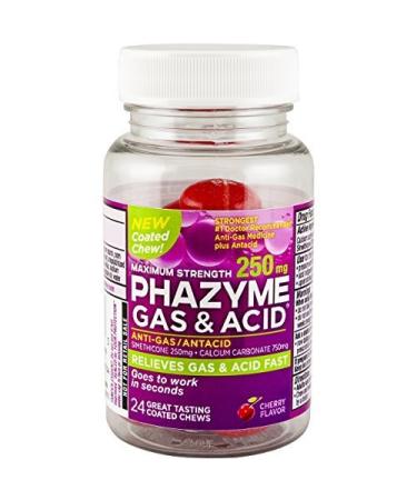 Phazyme Gas+ Acid Maximum Strength 250 mg Cherry 24 Coated Chews by Phazyme