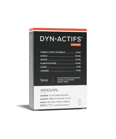 ARAGAN - Synactives - Dynactives - Anti-Fatigue Food Supplement - Ginseng, Acerola, Caffeine, Vitamin C and Peppermint - 30 capsules - 15 days to 1 month taken - Made in France
