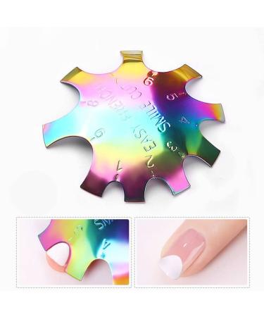 WPOND nail art edge trimmer template manicure styling template stainless steel colorful French style DIY crystal nail production nail tool Colorful e