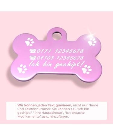 Personalized Bone-Shaped Pendants for Dogs & Cats - Ibera Gifts | Custom Engraved Collars in Pink Paws - Buy Online on GoSupps.com