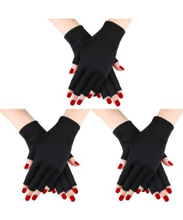 3 Pairs UV Shield Glove Gel Manicures Glove Anti UV Fingerless Gloves Protect Hands from UV Light Lamp Manicure Dryer