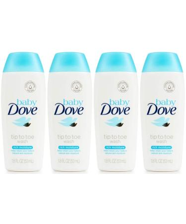 Baby Dove Tip to Toe Wash, Rich Moisture, Travel Size, 1.8 Ounce (Pack of 4) Unscented 1.8 Fl Oz (Pack of 4)