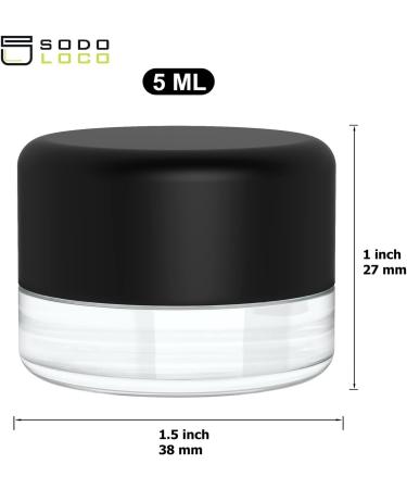 200 Pack 5ml Thick Clear Glass Containers with Black Child Resistant Lids for Oil  Lip Balm  Wax  Cosmetics - Buy Online on GoSupps.com
