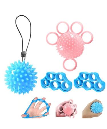 Moerae 2 pieces of hand trainer finger trainer ball 2 pieces of fingers stretcher hedgehog ball training ball for hands therapy osteoarthritis finger training relieves stress fear relief pink