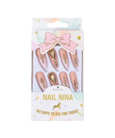 Brishow Ballerina Long False Nails - 24 Crystal Press-On Acrylic Nails for Women & Girls | International Shipping Available - Buy Online on GoSupps.com