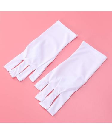 MAGICLULU 3 Pairs Half-Finger Gloves Manicure Glove Cotton Glove Nail Anti Uv Glove Silicone Ear Display Chinese Wooden Pillow Uv Shield Glove Anti-uv White - Buy Online on GoSupps.com