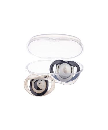 Mamajoo Orthodontic Design Pacifier Pearl & Black with Sterilization & Storage Box/Night & Day 6+ months