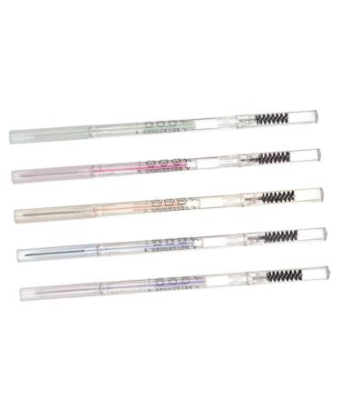 Lot de 5 Crayons Sourcils Fins Waterproof Brun Fonc et Gris avec Pinceau Double T te pour Maquillage Femmes Usage Quotidien et Naturel