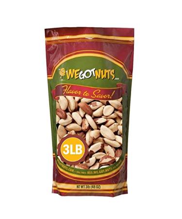Raw Brazil Nuts- 3 Pounds,(48oz) - Natural, Unsalted, Shelled , No Preservatives, Kosher Certified- Natural, Fresh, Healthy Diet Snacks for Kids and Adults-by We Got Nuts 3 Pound (Pack of 1)