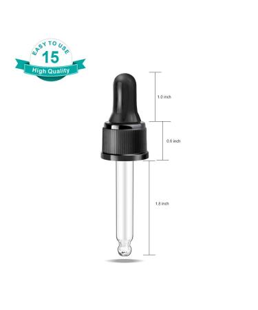 YGDZ 15 Pack Essential Oil Droppers - 15ml Glass Eye Dropper Tops for DoTerra & Young Living Bottles - Perfect for Precise Oil Dispensing - Buy Online on GoSupps.com
