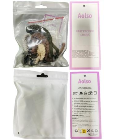 Buy Aolso Cotton Pacifier Chains - 4PCs Clips for Boys & Girls Braided Dark Green/Coffee/Beige/Gray Eco-Friendly Baby Accessories - Buy Online on GoSupps.com