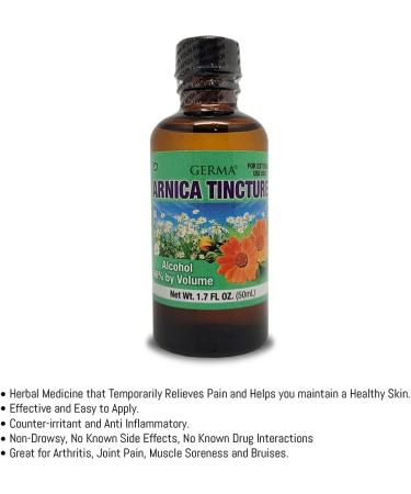 Germa Arnica Tincture 1.7 oz - Topical Analgesic for Joint Pain, Body Aches, and Bruises - Promotes Healthy Skin - Buy Online on GoSupps.com