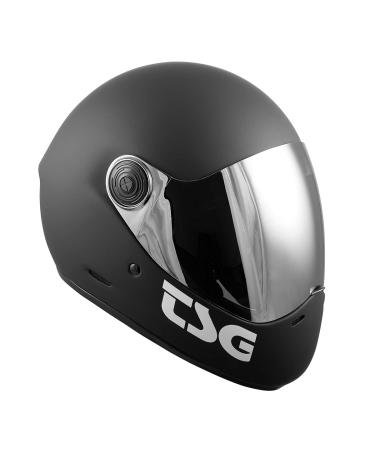 TSG - Pass Pro Full-face Helmet w/Two Visors | Performance Helmet for Downhill Skateboarding, E-Skating, E-Onewheeling, Longboarding | Compact, Aerodynamic | Scratch Proof Visor, Nose Ports, Anti Fog Matt Black M 56-58 cm
