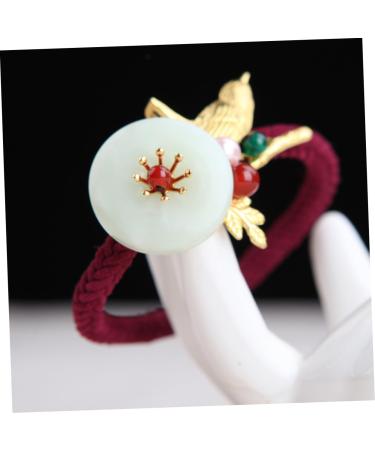 Beavorty 1Pc hair tie headband ponytail holder hair elastics Simple Jade Hair vintage hair accessories gemstone hair tie no crease hair mini rubber bands Hair Rope pearl copper - Buy Online on GoSupps.com