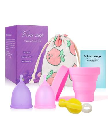 Floraupicious reusable menstrual cup get florauspicious menstrual cups for female care 2 pieces (large pink/purple) pink/purple 1 piece (2 Pack)