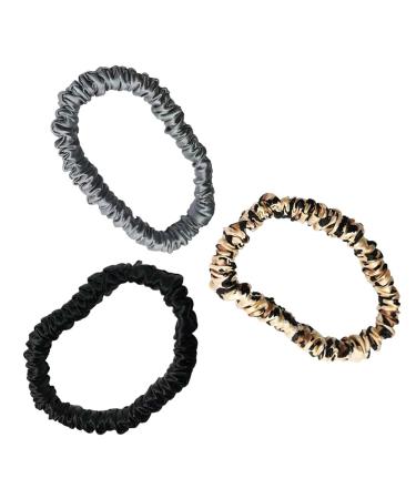 Hair tie made of 100 % pure 19 Momme mulberry lide soft sleep-haired rubber silk brocade for women and girls 1 cm 3 pieces color 21