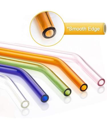 Pzhoais Reusable Glass Straws Bent Glass Drinking Straws with 2 Cleaning Brushes Straws for Smoothies (Multicolor 12 Pack) - Buy Online on GoSupps.com