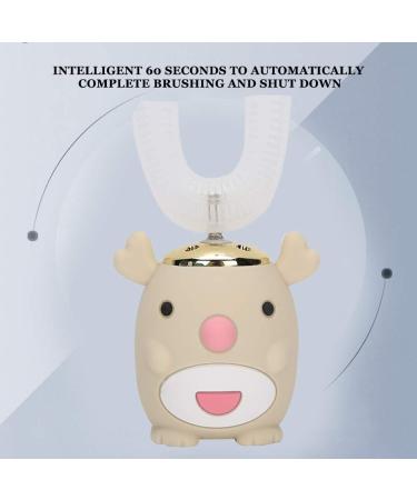 Kids Electric Sonic Toothbrush with Blue Light & U-Shaped Silicone Brush Head - Ages 6-14, Beige | IPX7 Waterproof - Buy Online on GoSupps.com
