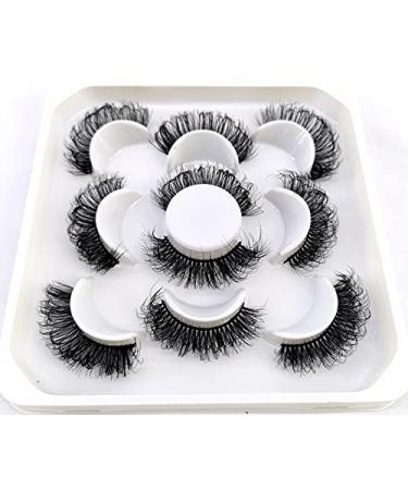 HBZGTLAD new 5 Pairs 25 mm 3d Mink Lashes Bulk Faux with Custom Natural Mink Lashes Pack Short Wholesales Natural False Eyelashes (QZ-05)