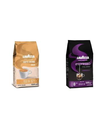 Lavazza Caff Crema Dolce intensity 5/10 1 kg & espresso Italiano Cremoso Arabica and Robusta Coffee beans with aroman informations of spices and cocoa intensity 8/10 medium roasting 1 kg crema dolce bundle with espresso - Italiano cream