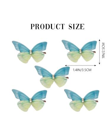 Handmade Realistic 3D Green Butterfly Hair Clips - Set of 5 Blue Hair Pins for Women and Girls | Wedding Decorative Hair Accessories - Buy Online on GoSupps.com