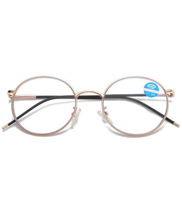 Lanomi reading glasses Blue light filter women men around metal thin frame oval computer visual aid reading glasses uv400 protection nerd work glasses 1 piece of gold 2.5 dioptries