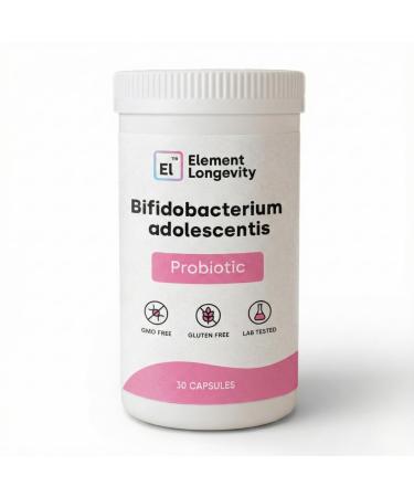 Element Longevity Human Strain Bifidobacterium Adolescentis Probiotic | Fewer Urgent Bowel Movements, Reduced Bloating/Gas, & Digestion Support | Clinically Studied Synbiotic | 30ct (30 Day Supply)
