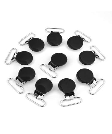 Hilitand 25mm Round Pacifier Clips  Durable Suspender Snaps  DIY Clothes Accessories  for Making Pacifier Holders Bib Clips(Black)
