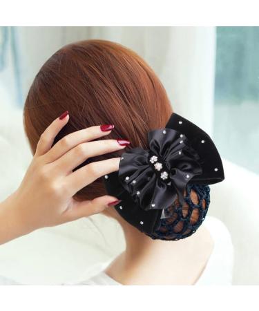 Buy Women Girls Bow Satin Hair Clip - Black | 1pc | Stylish & Elegant Hair Accessory | International Shipping Available - Buy Online on GoSupps.com