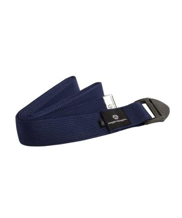 Hugger Mugger Cinch Cotton Yoga Strap - Super Strong Cotton, Quiet Cinch-Style Buckle, Long Length Great for Taller People 6 ft. Navy