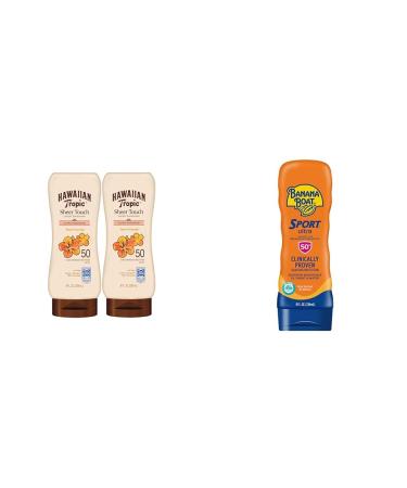 Hawaiian Tropic Sheer Touch Lotion Sunscreen SPF 50 8oz | Banana Boat Sport Ultra SPF 50 Sunscreen Lotion 8oz